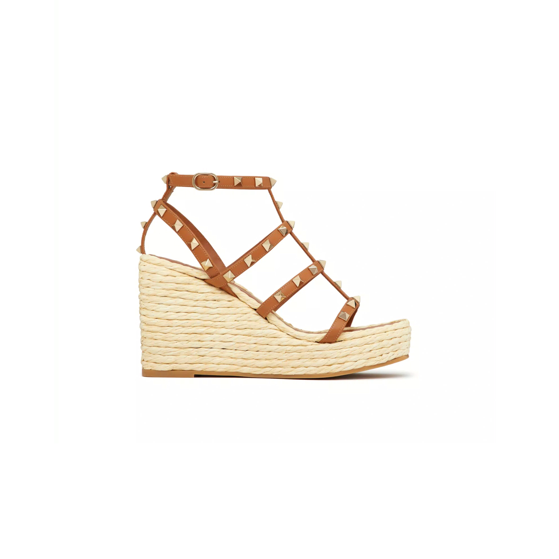 VALENTINO ROCKSTUD WEDGE SANDAL WITH CALFSKIN STRAPS 95MM 4W2S0F95ZNL_ZT6 VALENTINO ROCKSTUD WEDGE SANDAL WITH CALFSKIN STRAPS 95MM 4W2S0F95ZNL_ZT6